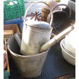 GALVANIZED BUCKET, WATERING CAN & BRASS TAPS ETC