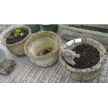 3 GARDEN POTS & SMALL TEDDY GARDEN STATUE