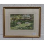 WATERCOLOUR OF SHEEP IN A SHADY PADDOCK, SIGNED TO THE LOWER RIGHT HAND SIDE W.T. COOPER