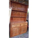 LARGE PINE DRESSER WITH 2 DRAWERS & 2 DOORS