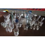 HALF SHELF OF ASSORTED GLASSES & JUGS