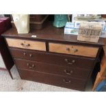 OAK CHEST OF DRAWERS, 2 SHORT, 3 LONG