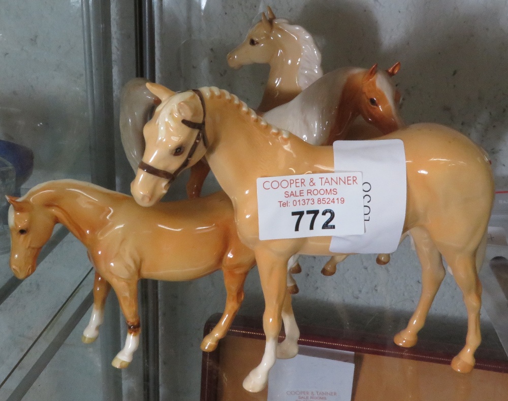 4 BESWICK PALOMINO HORSE FIGURES