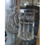 STUART ENGLAND CUT GLASS DECANTER & WATER JUG