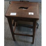 STAINED OAK INDUSTRIAL STOOL