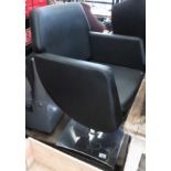 BLACK LEATHERETTE BARBERS CHAIR