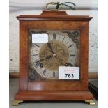 WALNUT & MAHOGANY CASED MANTEL CLOCK