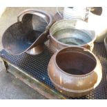 COPPER COAL BUCKET & 2 COPPER BOWLS