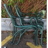 2 SETS OF GREEN PAINTED METAL BENCH ENDS