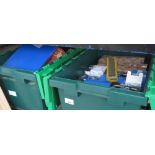 CRATE CONTAINING WATER FILTERS, STRING, GLOVES & BOX CONTAINING PREPERATION BOARDS, BACK & NECK PADS