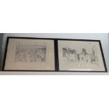 PAIR OF FRAMED LITHOGRAPHS OF BILLINGSGATE MARKET & CLUB ROW MARKET BY TERENCE DALLEY