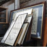 HALF SHELF OF VARIOUS FRAMED PICTURES