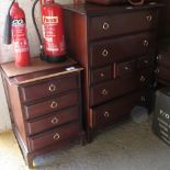 STAG BEDROOM SUITE COMPRISING OF CHEST OF DRAWERS, SIDE TABLE, DRESSING TABLE & HEADBOARD