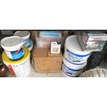 COLLECTION OF WATERPROOF ADHESIVE & TANKING ITEMS, BOXED FENCE SPRAYER ETC