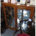 MODERN YEW WOOD GLAZED DISPLAY CABINET