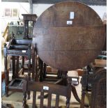 OAK TILT TOP TABLE TOGETHER WITH AN OAK STICK STAND