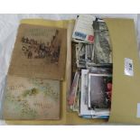 FOLDER CONTAINING POSTCARDS & OLD CHILDRENS BOOKS