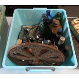 BOX OF OLD BOTTLES & COLLECTABLES