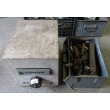CARBOLITE ELECTRICAL FURNACE THERMOSTAT CONTROLLER & BOX OF TOOLS, ETC