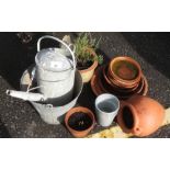 GALVANISED BUCKET, WATERING CAN, TERRACOTTA POTS & TERRACOTTA TRAY