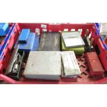 ASSORTMENT OF TOOLS, DRILLS, GEAR PULLER & ASSOCIATED WASHERS IN PLASTIC CONTAINERS