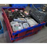2 TRAYS OF ASSORTED CONTAINERS OF NUTS, BOLTS, SCREWS & WASHERS
