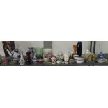 SHELF OF ASSORTED CHINA, GLASSWARE, COLLECTABLES ETC