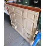 MODERN TALLBOY WITH PAINTED DOORS & BRASS HANDLES