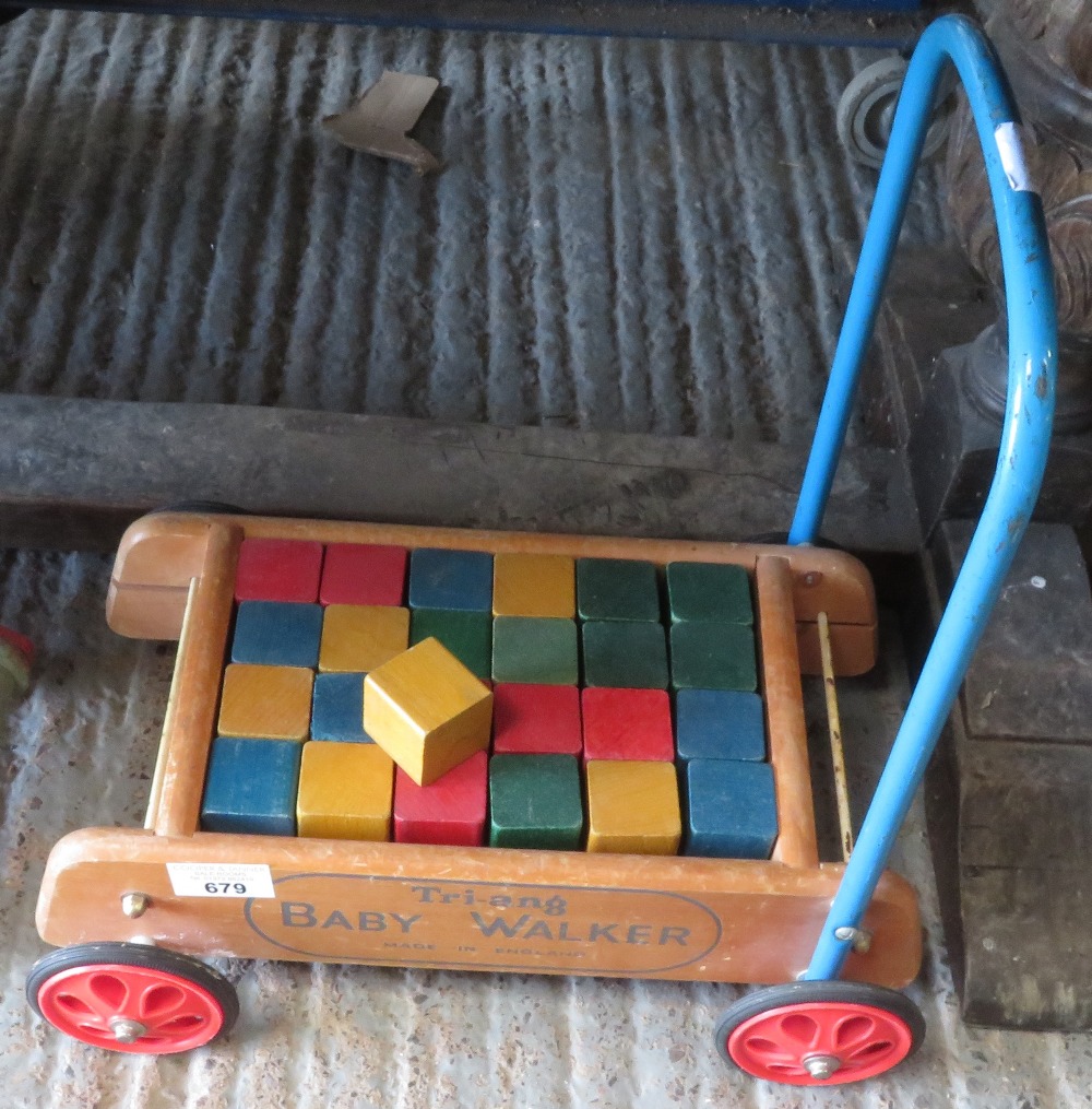 TRI-ANG BABY WALKER WITH WOODEN BLOCKS