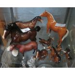 VARIOUS BESWICK FIGURES OF HORSES & FOALS TO INCLUDE HEAVY HORSES