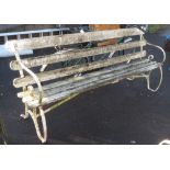 WHITE PAINTED WROUGHT IRON BENCH