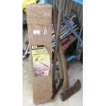 PICK AXE WITH FIBREGLASS HANDLE, AXE, SLEDGEHAMMER ETC