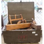 WOODEN TOOL CHEST INCLUDING TOOLS