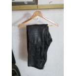 PAIR OF LEATHER TROUSERS, SLIGHTLY PADDED, MARKED EURO 50