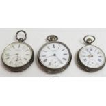 2 hallmarked silver pocket watches, retailed by Benson of London and James Hardy, Leeds + a white
