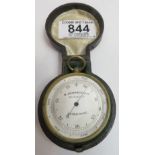 A pocket barometer, by M Aronsberg & Co 39m Castle Street Liverpool, with silvered metal dial,