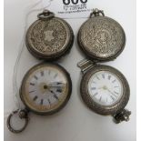 Four silver hallmarked ladies fob watches