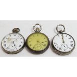 3 hallmarked silver pocket watches, 1 fusee, 2 lever