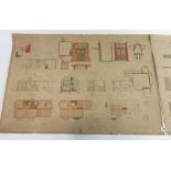 Two architects plan drawings for Barnsley Hall Asylum, by George Hine Architect, both “Approved”