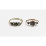 A paste set ring, stamped '9ct & Silver'; and a gilt metal ring