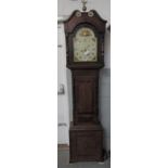 8 day longcase clock, with retailers name on dial John Roberts, Taunton, contained within an oak and