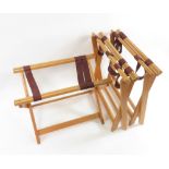 Three folding wood suitcase stands
