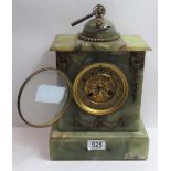 A late 19th Century mantel clock in onyx case having gilt dial and decorative pierced inner dial,