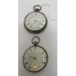 Two silver hallmarked fusee pocket watches, retailed by Harris Stone, Leeds and Lister & Sons,