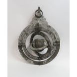 A heavy brass folding pendant zodiac orrery, possibly Islamic, modern