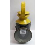 A BR(M) four aspect hand lamp with BR burner the body painted yellow and black, raised lettering