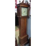 Oak cased 8 day longcase clock with makers name on square enamel dial of W. Randall, Newbury.Dial
