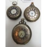 Three silver hallmarked half hunter pocket watches