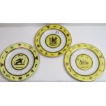 Three rare Derby porcelain plates, circa 1810, each decorated with hieroglyphics and Egyptian