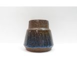 A mid century Danish blue/brown stoneware vase, manufactured by Michael Andersen, 9cm